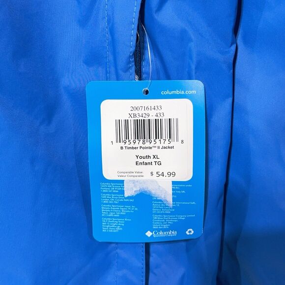 Columbia Youth Boys Timber Pointe II Blue Omni-Tech Waterproof Jacket XL 18 20 - Picture 7 of 8